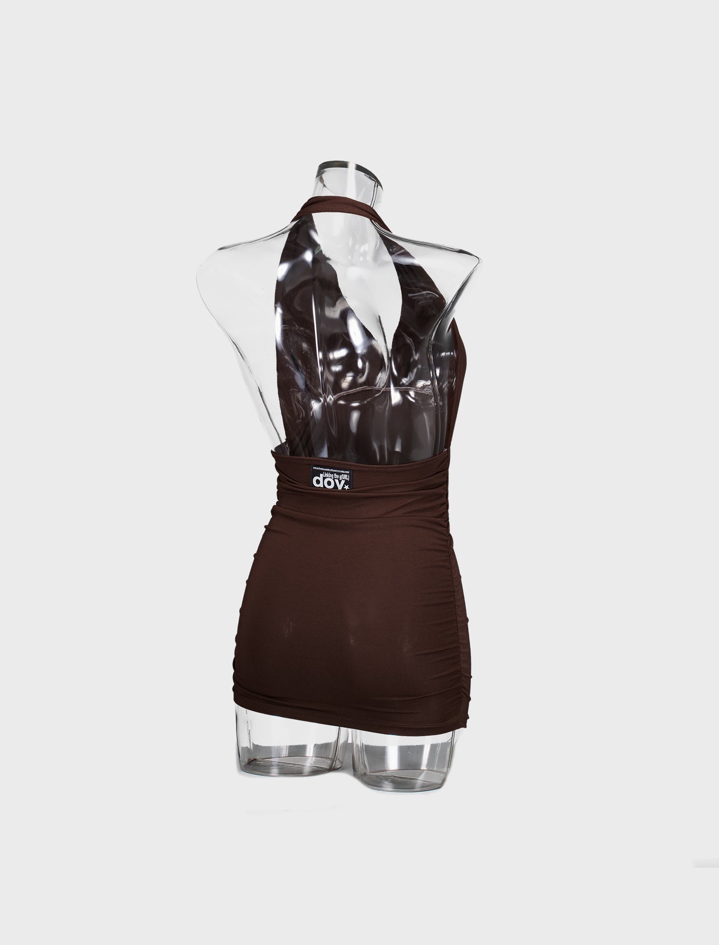 BROWN HALTER TOP