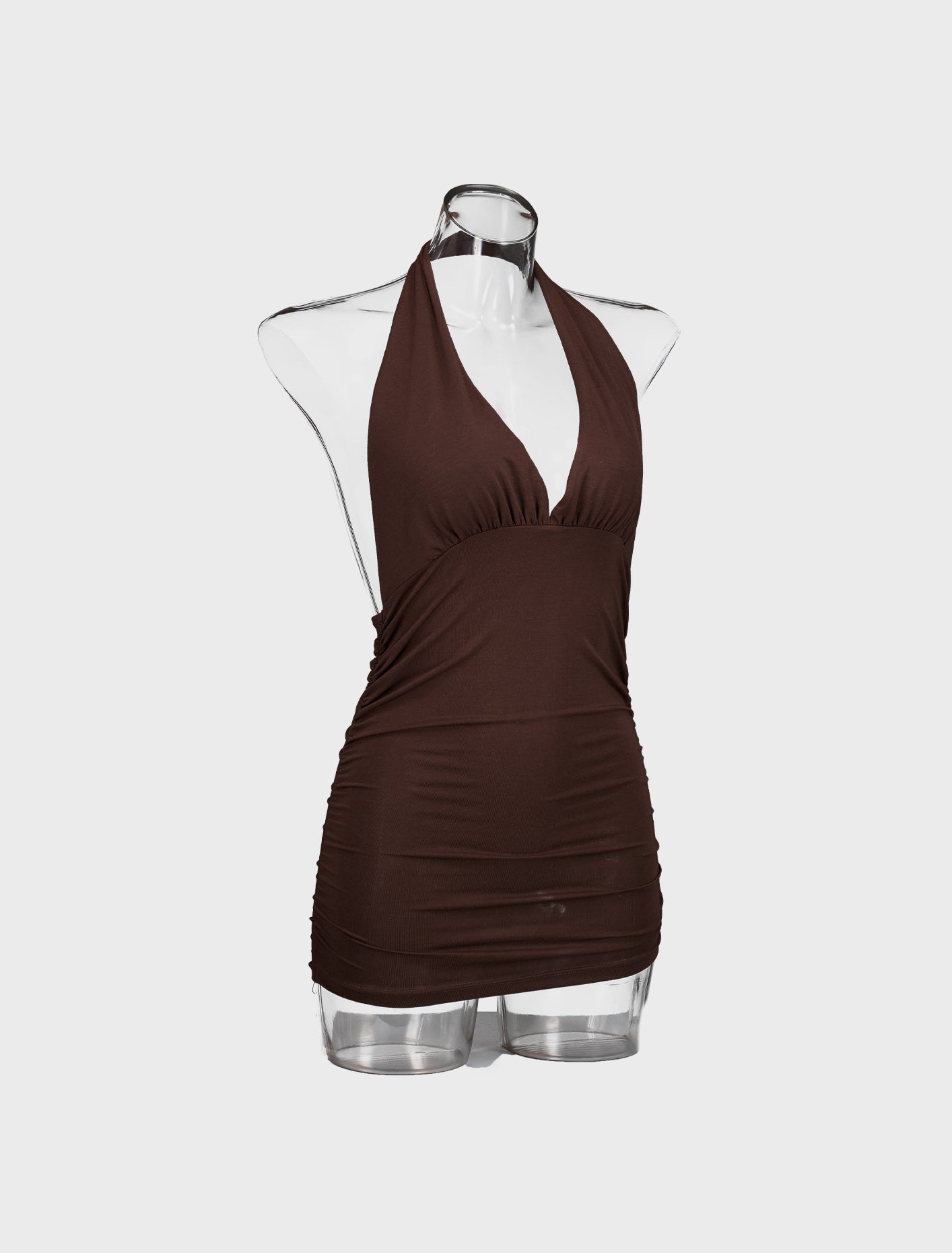 BROWN HALTER TOP