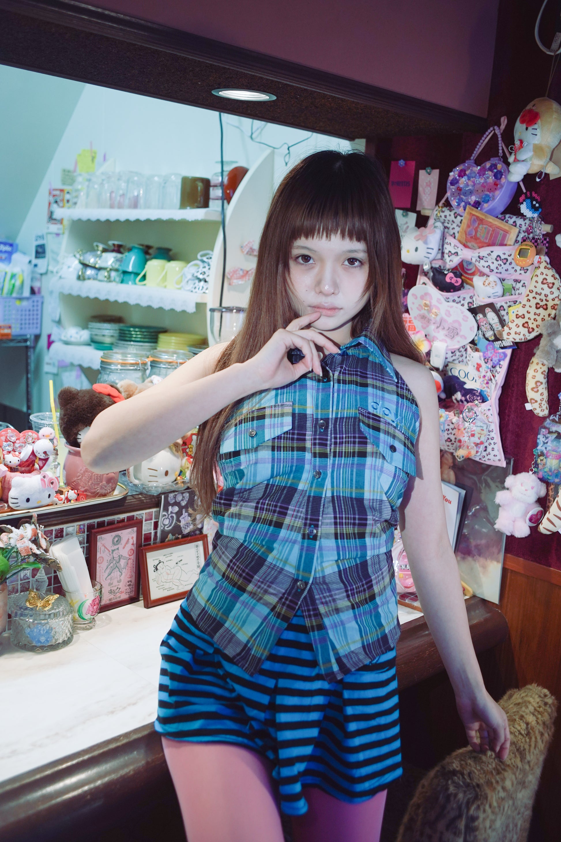 LOLA HALTER SHIRT (BLUE)
