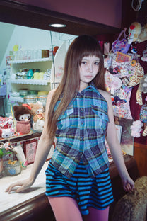 LOLA HALTER SHIRT (BLUE)