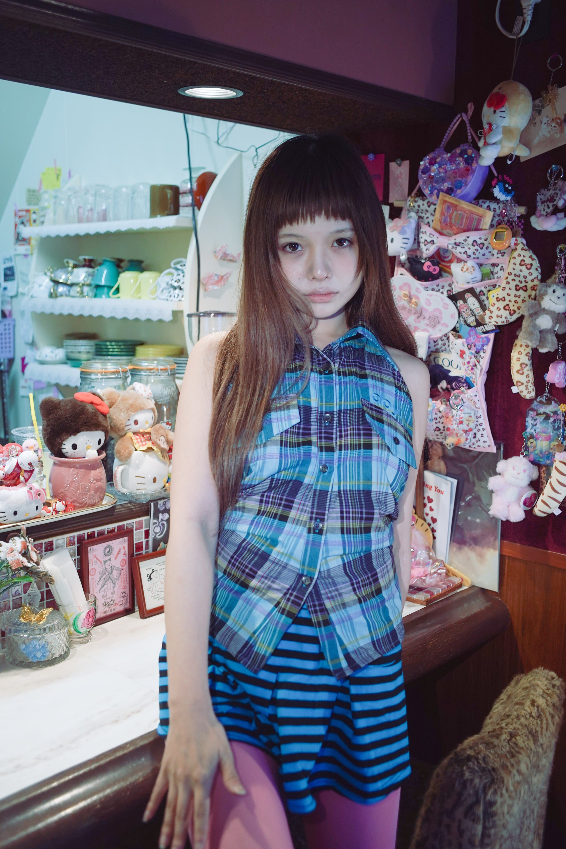 LOLA HALTER SHIRT (BLUE)