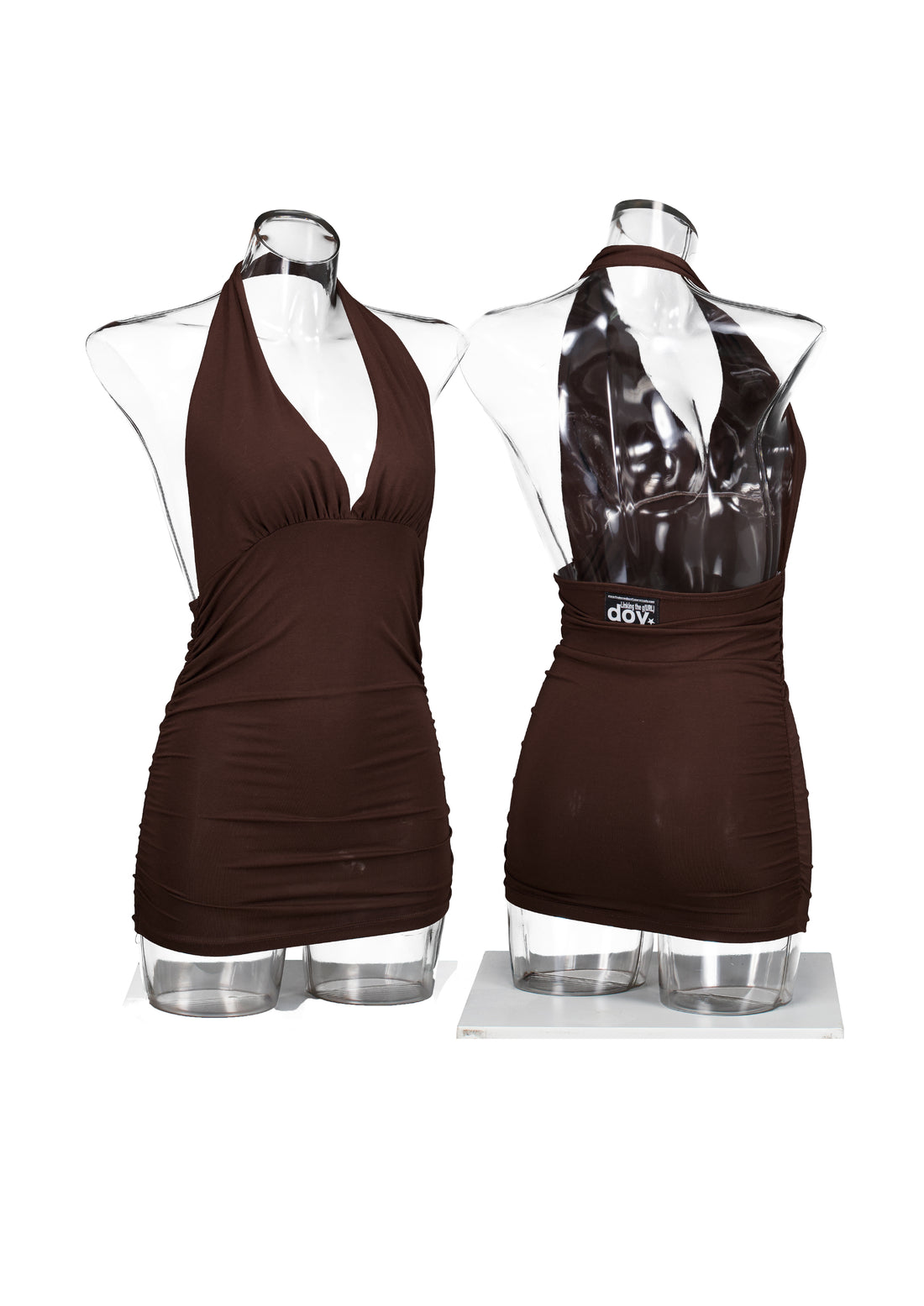 BROWN HALTER TOP
