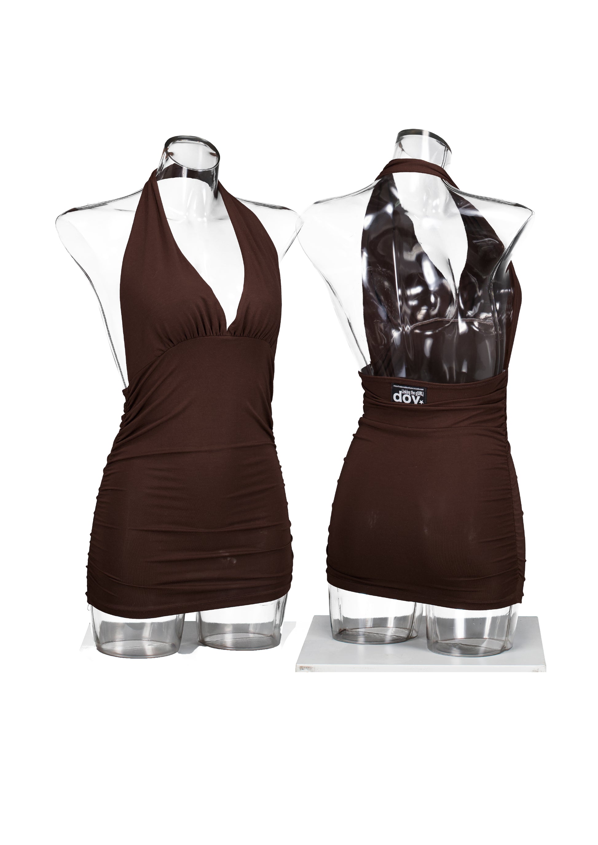 BROWN HALTER TOP